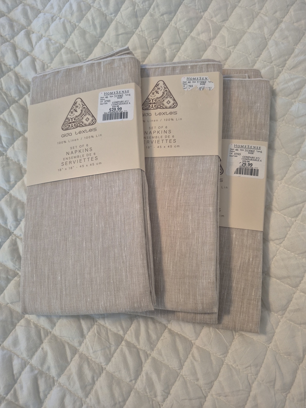 ALDA 100% Linen Napkins Winners Homesense Marshalls TJ Maxx  NWT Portugal